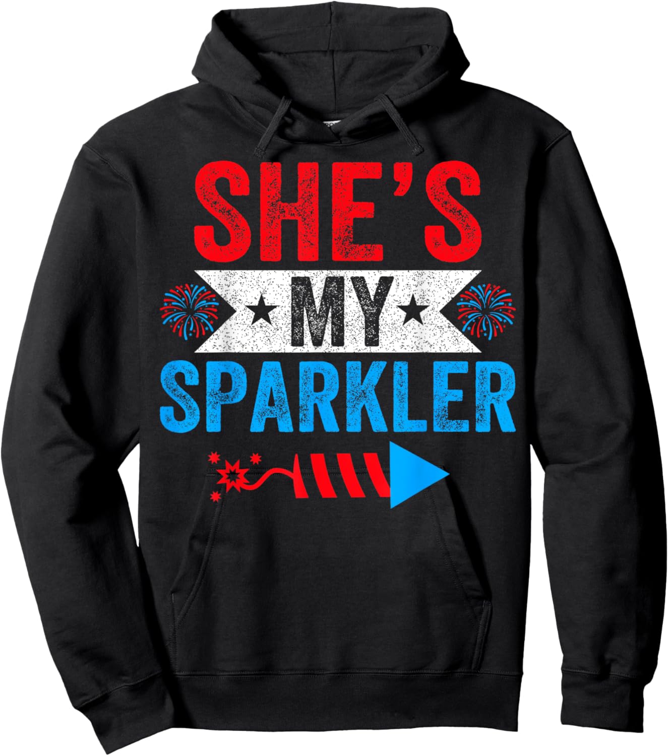 She's My Sparkler 4th Of July His Her Matching Couple Hoodie - Hoodie | Black