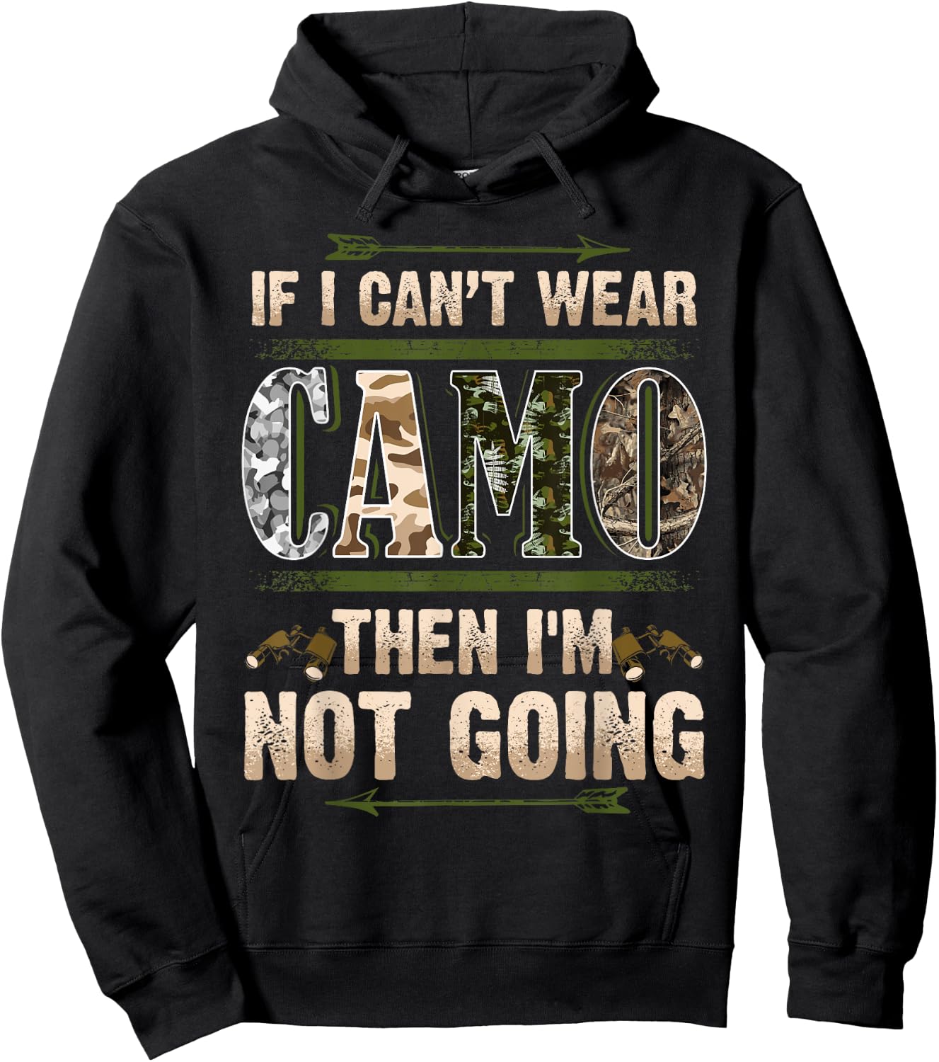 Funny Hunting Camo Hunters Buck Deer Country Redneck Humour Hoodie - Hoodie | Black