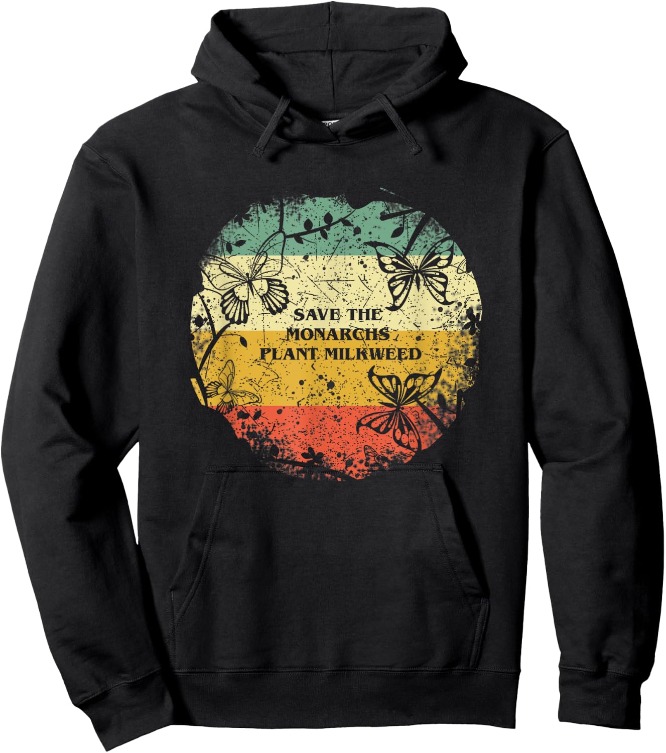 Save The Monarchs Plant Milkweed Vintage Butterfly Hoodie - Hoodie | Black