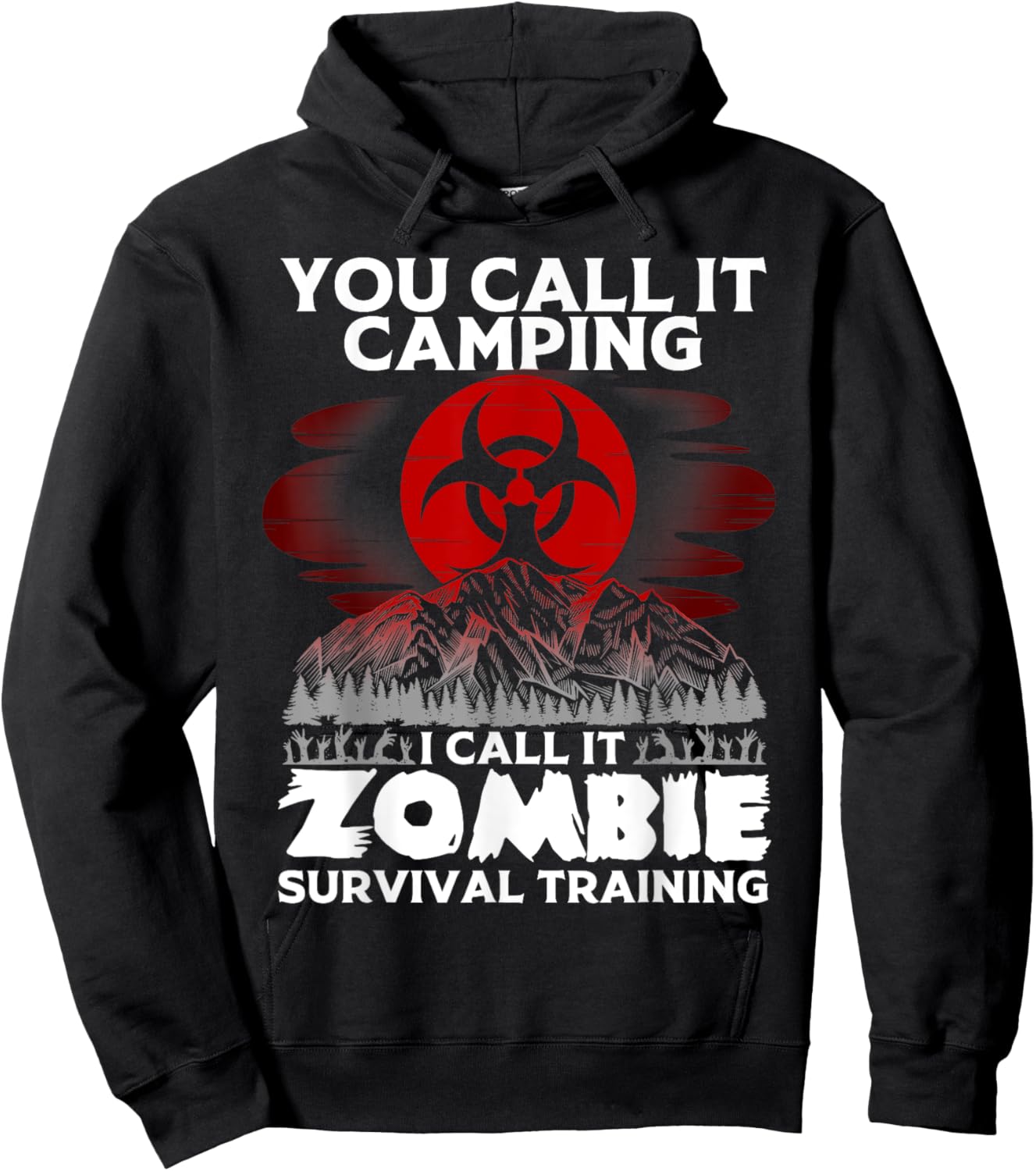 Funny Zombie Survival Camping Gift Boys Girls Cool Camp Hoodie - Hoodie | Black