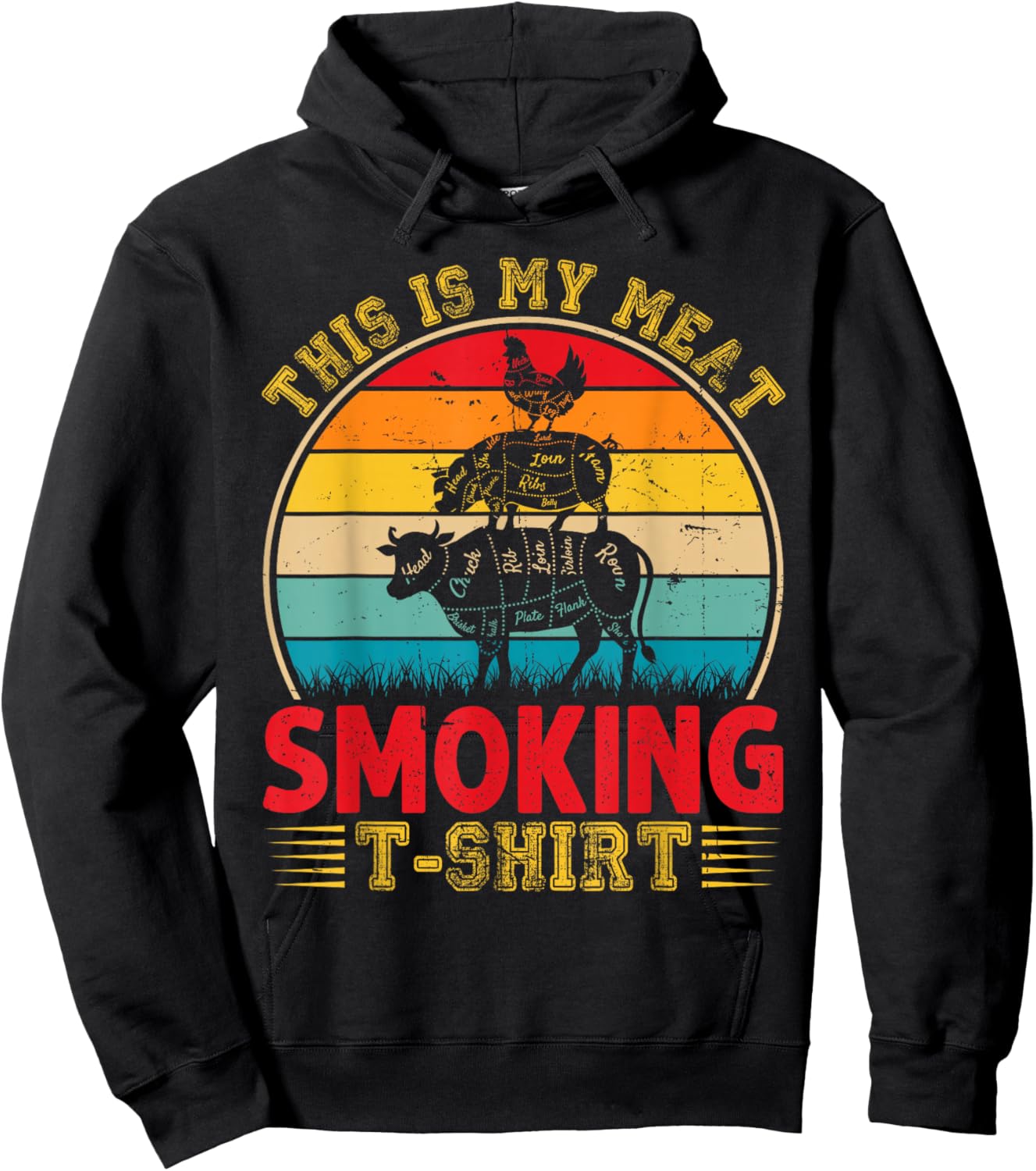 Vintage This Is My Meat Smoking BBQ Smokers Lovers Hoodie - Hoodie | Black