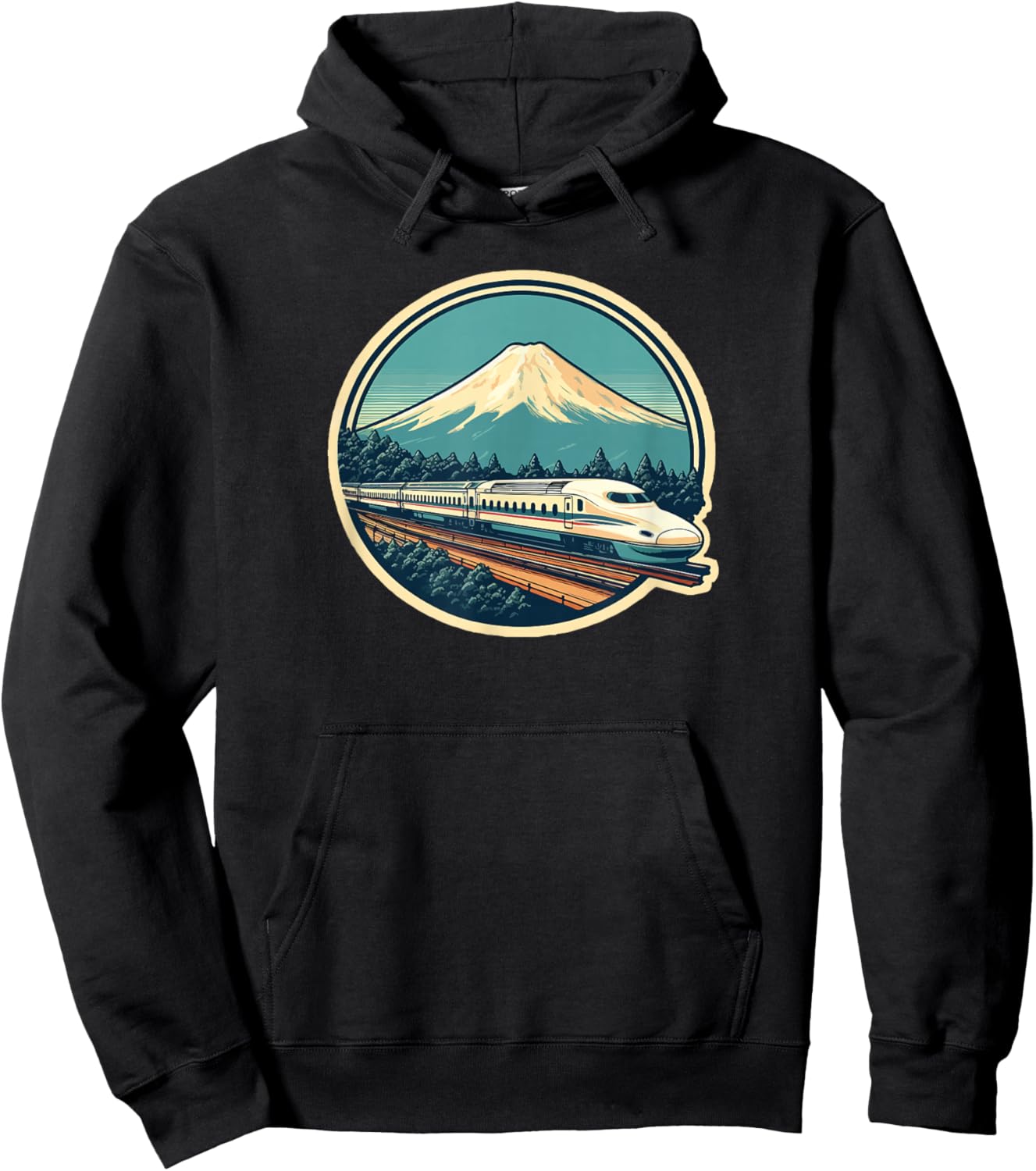 Bullet Train Mount Fuji Japanese Souvenir Shinkansen Train Hoodie - Hoodie | Black
