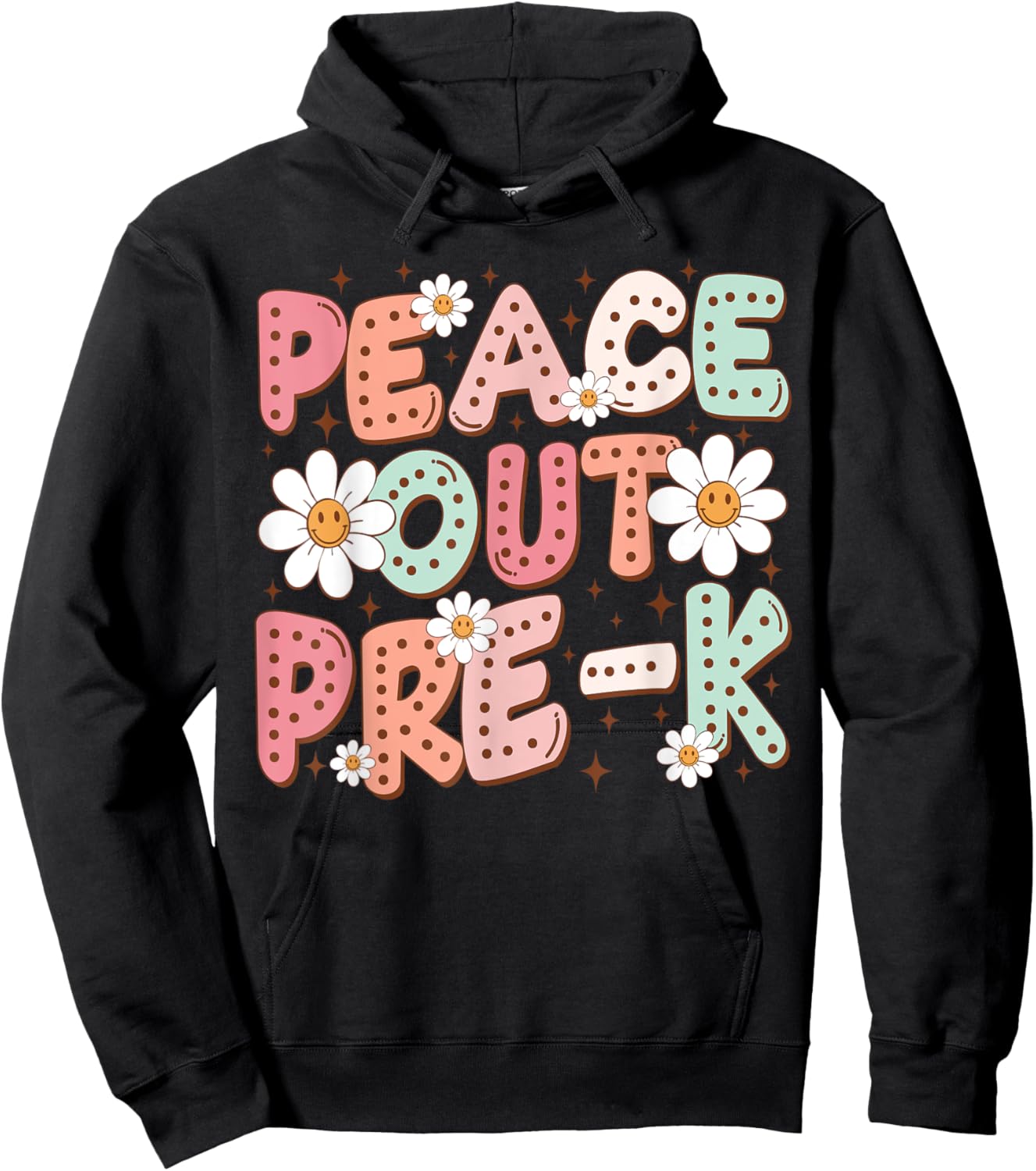 Peace Out Pre-K Cute Groovy Last Day of Preschool Graduation Hoodie - Hoodie | Black