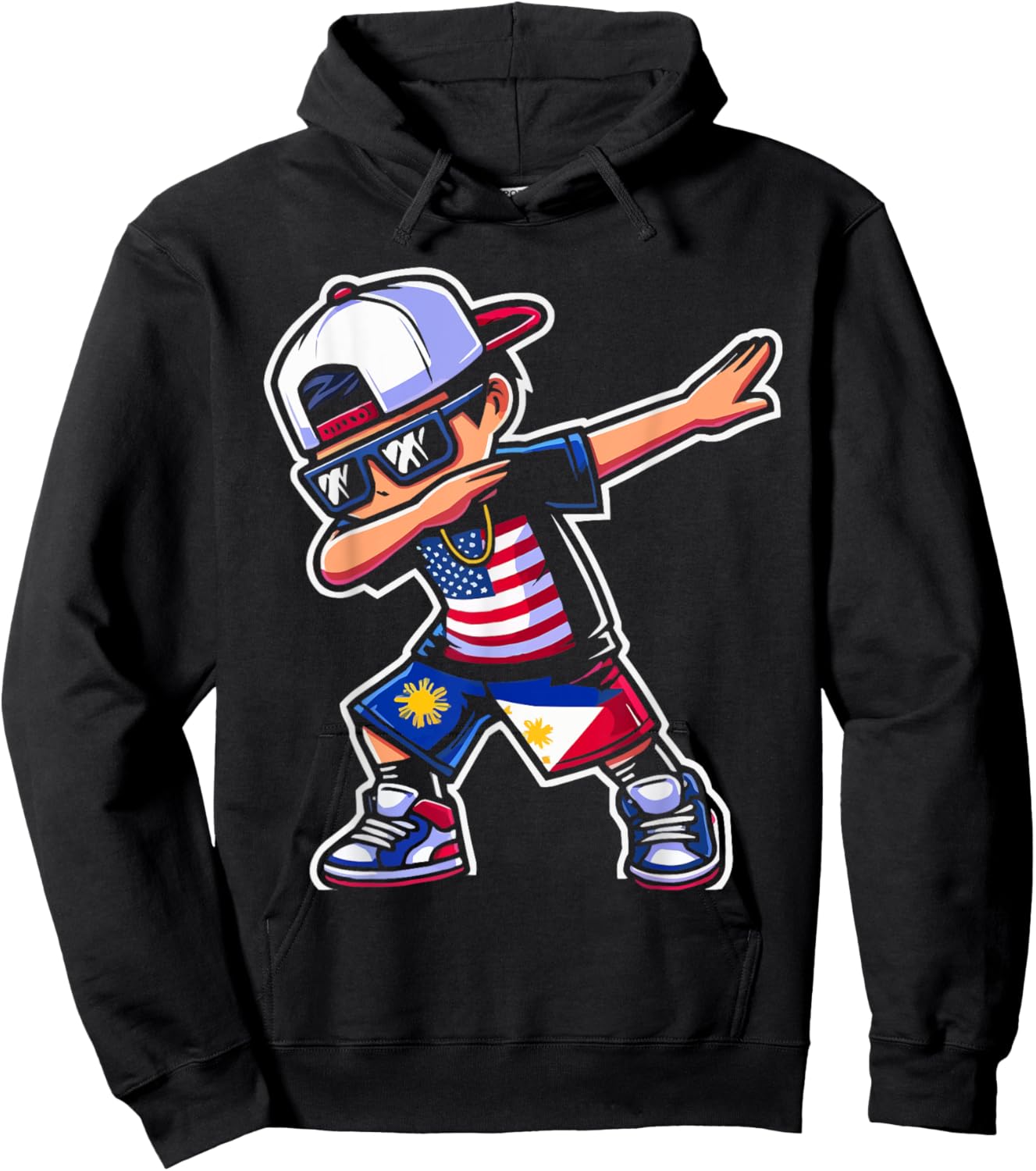 Half Filipino Half American USA Flag Philippines America Hoodie - Hoodie | Black