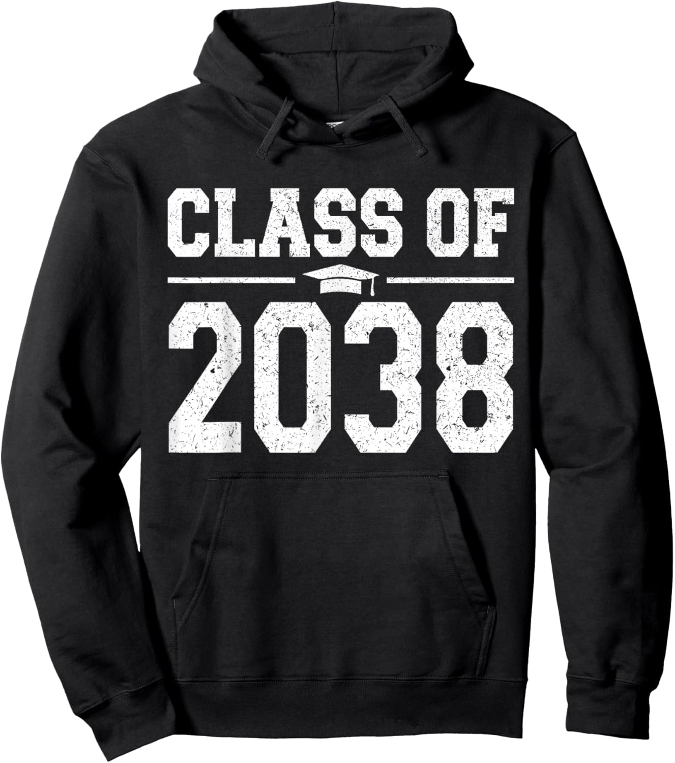 Class of 2038 Grow With Me Graduation Vintage Kindergarten Hoodie - Hoodie | Black