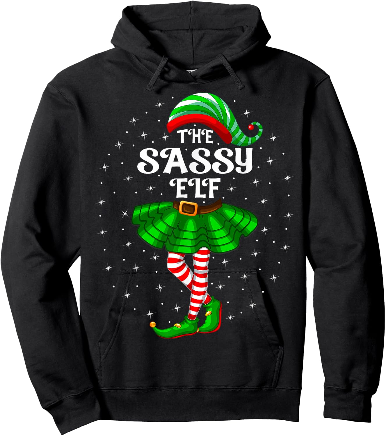 Xmas Family Matching Women Girls Mom The Sassy Elf Christmas Hoodie - Hoodie | Black