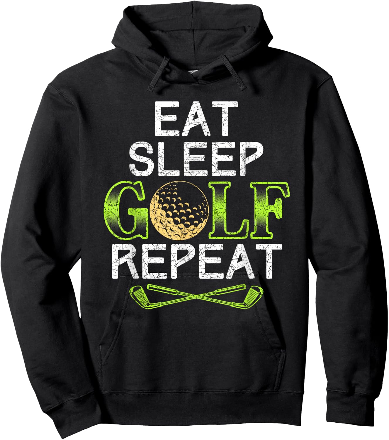 Funny Golfer Gift Eat Sleep Golf Repeat Fathers Day Golf Hoodie - Hoodie | Black