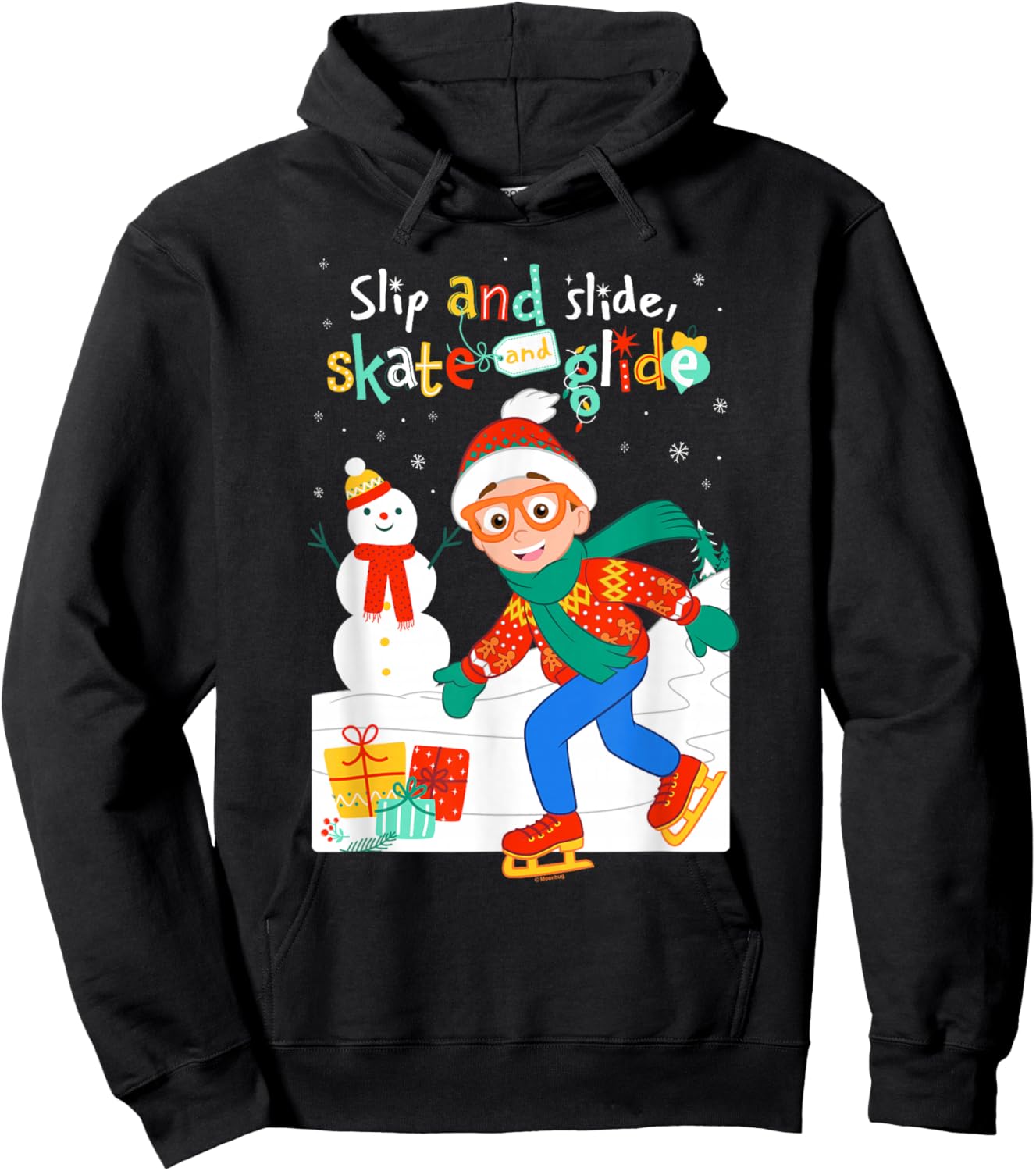 Blippi Christmas Slip Slide Skate Glide Hoodie - Hoodie | Black