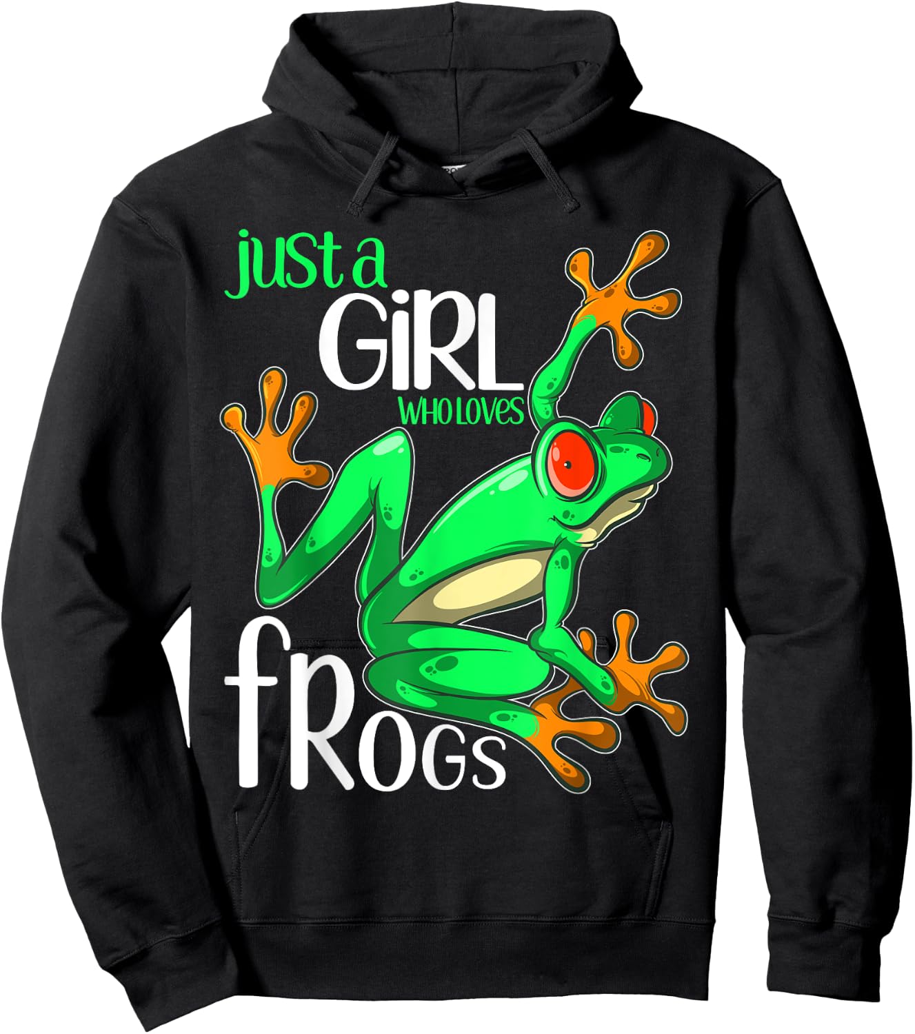 Just a Girl Who Loves Frogs Gift and Girls Frog Hoodie - Hoodie | Black
