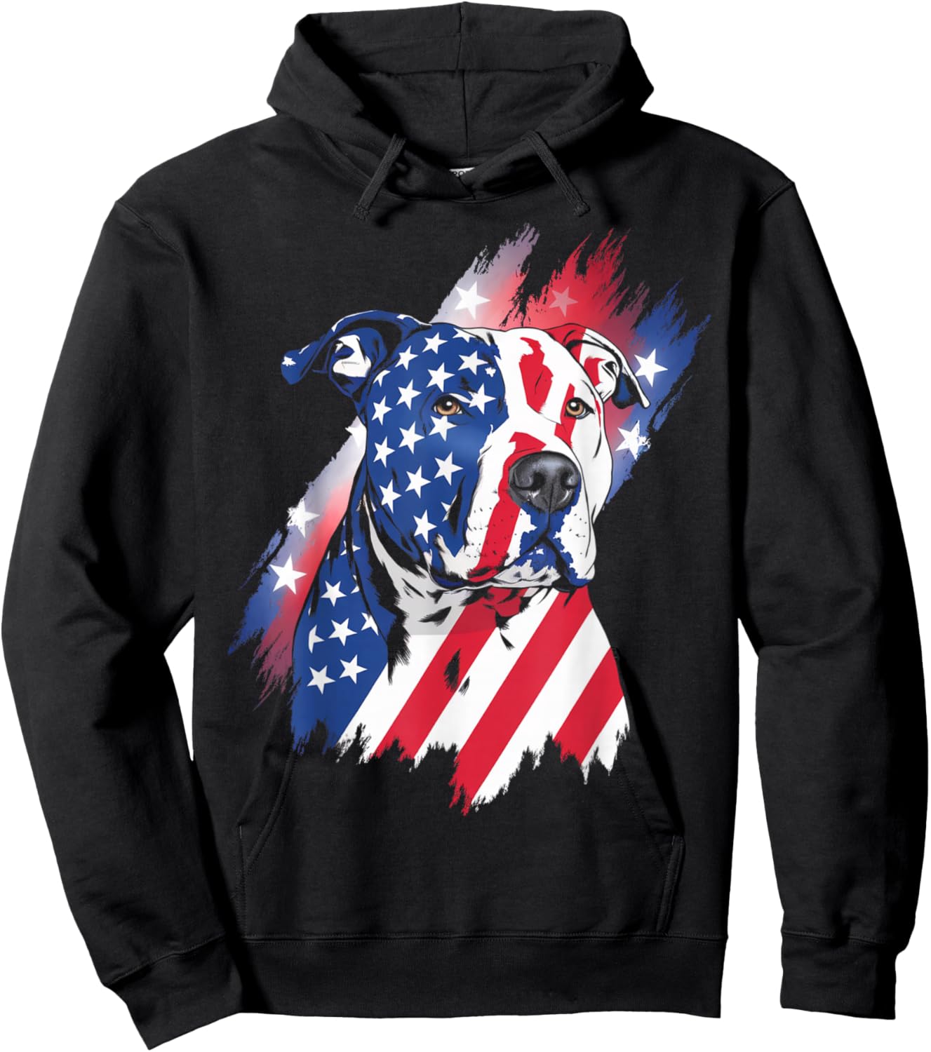 4th Of July American Flag Patriotic Pitbull Terrier Hoodie - Hoodie | Black