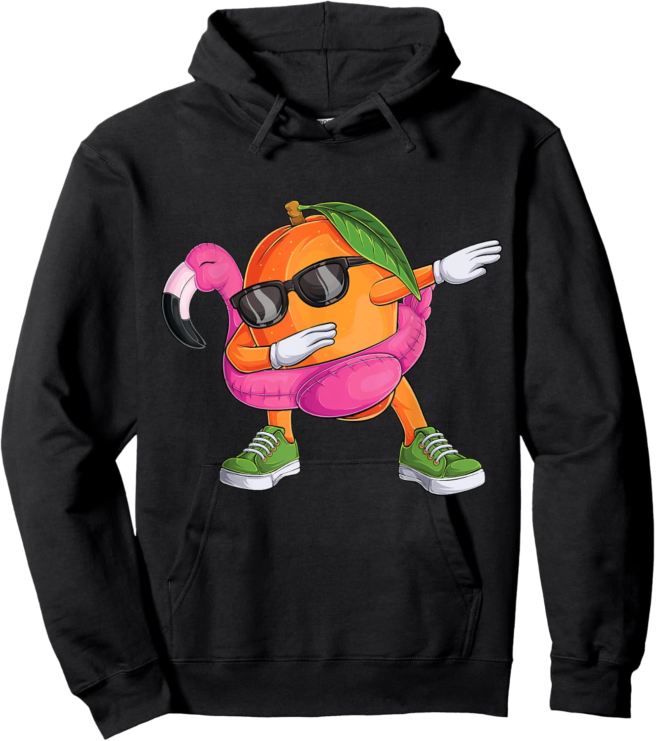 Dabbing Mango Flamingo Tropical aloha Beach Hawaiian Hoodie - Hoodie | Black