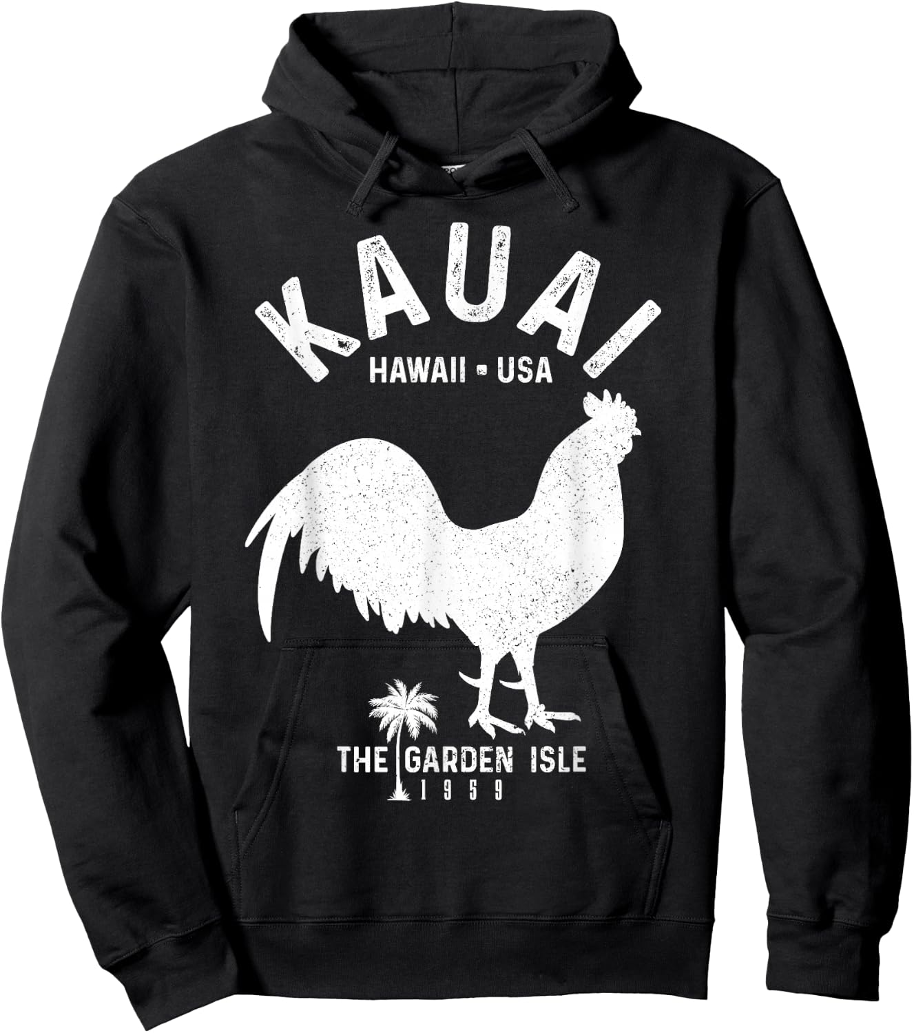 Kauai 1959 The Garden Isle Chicken Hawaii Vintage Hawaiian Hoodie - Hoodie | Black