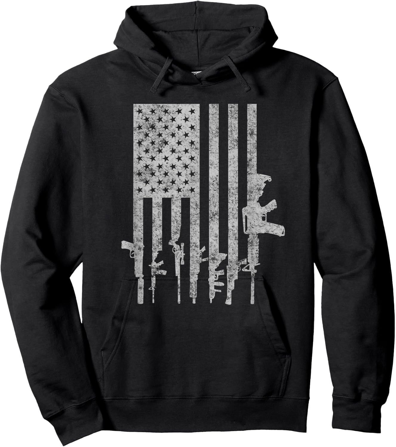 Distressed American Flag Guns Cool Pro Gun Top Hoodie - Hoodie | Black