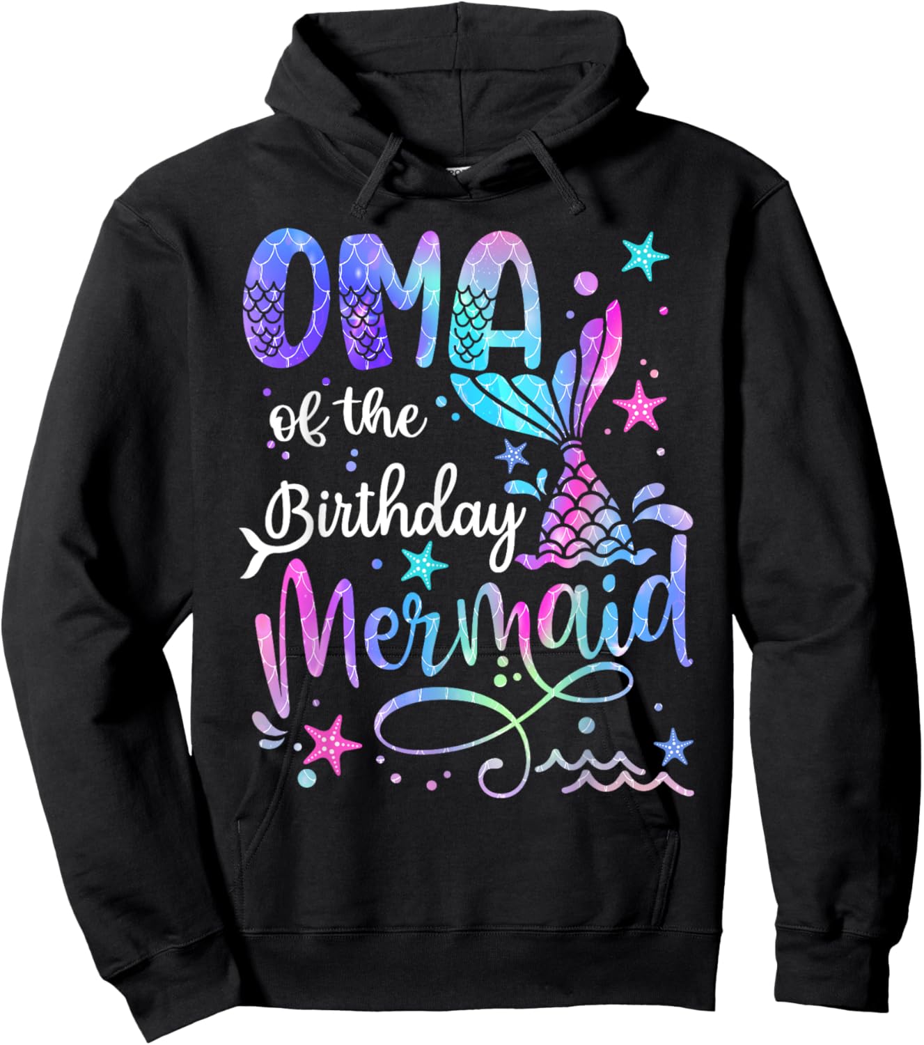Oma Of The Birthday Mermaid Matching Family Mother's Day Hoodie - Hoodie | Black