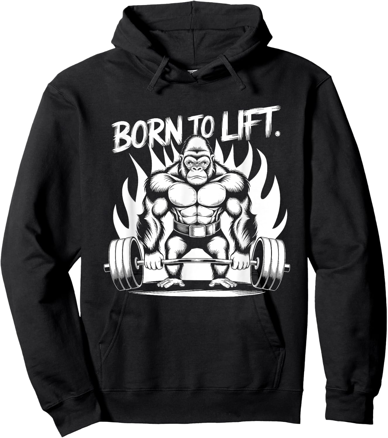 Born to Lift - Gym Art Gorilla Lifting Weights Design Hoodie - Hoodie | Black