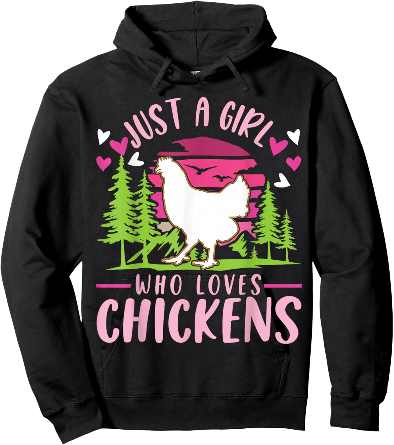 Just a girl who loves Chickens Girl Farmer Hoodie - Hoodie | Black