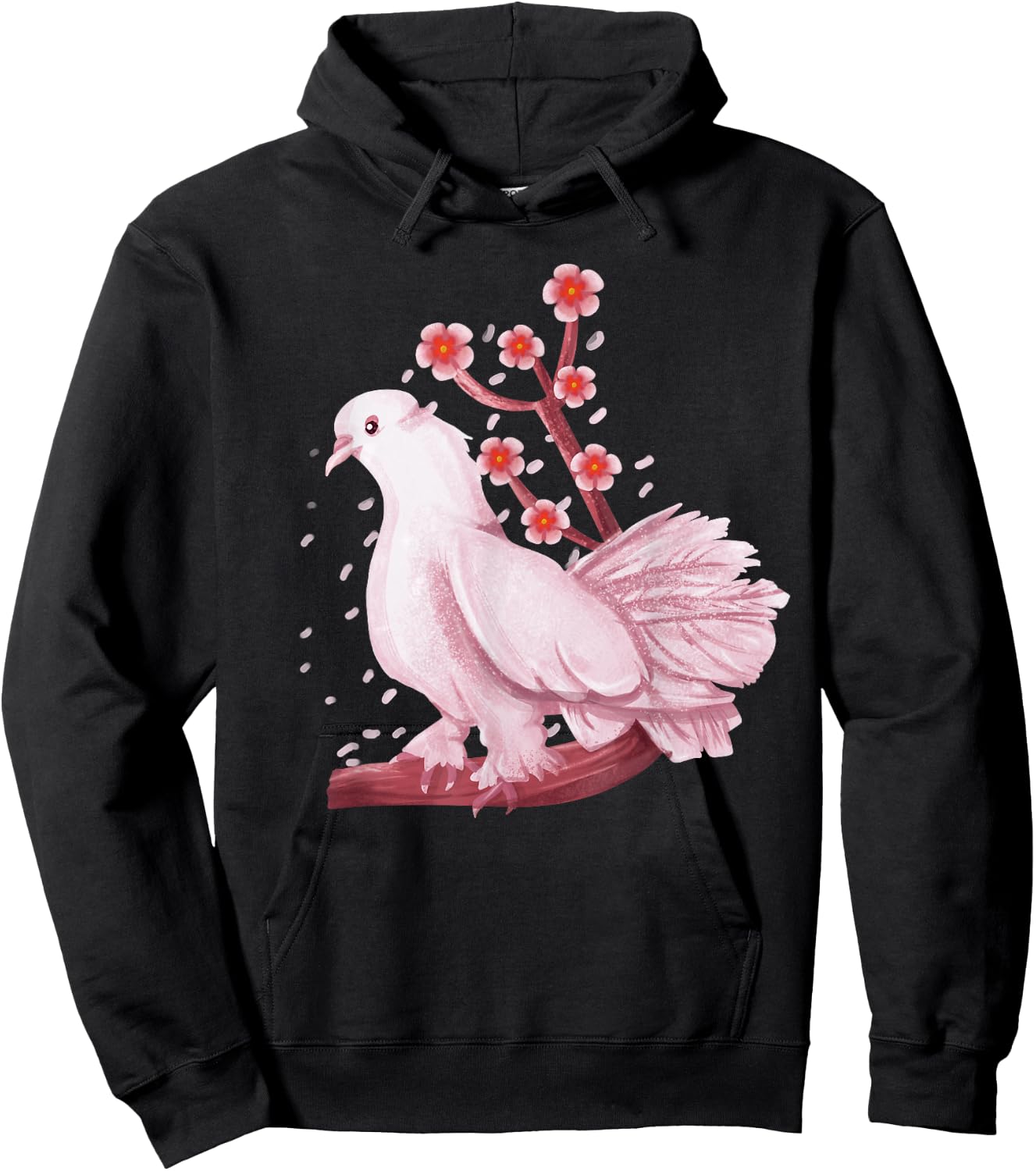 Vintage Dove Pigeon Bird Shirt Gift Japanese Cherry Blossom Hoodie - Hoodie | Black