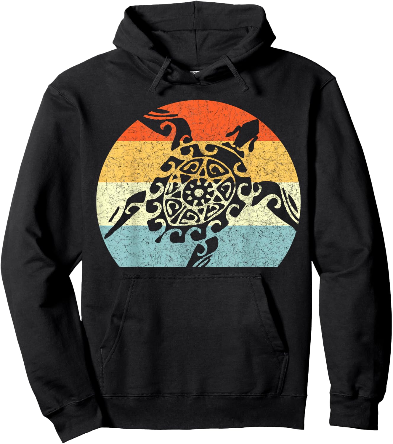 Sea Turtle Vintage Retro Throwback Vacation Hoodie - Hoodie | Black