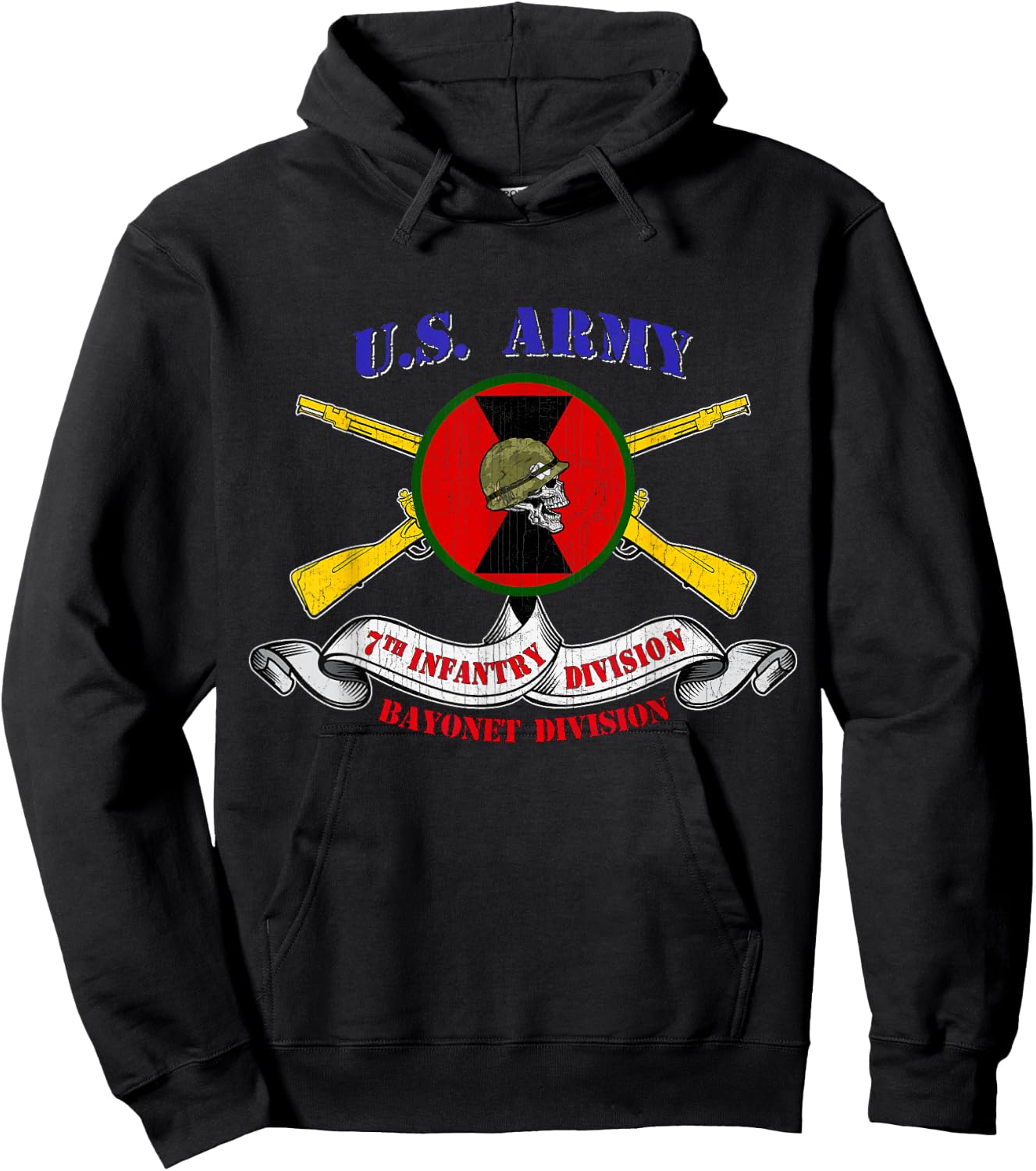 7th Infantry Division 7th ID Veteran Gifts Bayonet Division Hoodie - Hoodie | Black