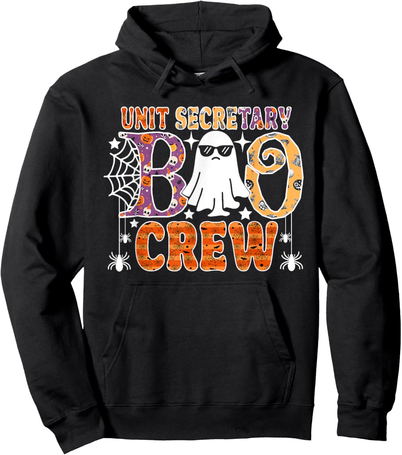 Unit Secretary Boo Crew Funny Ghost Halloween Costume Hoodie - Hoodie | Black
