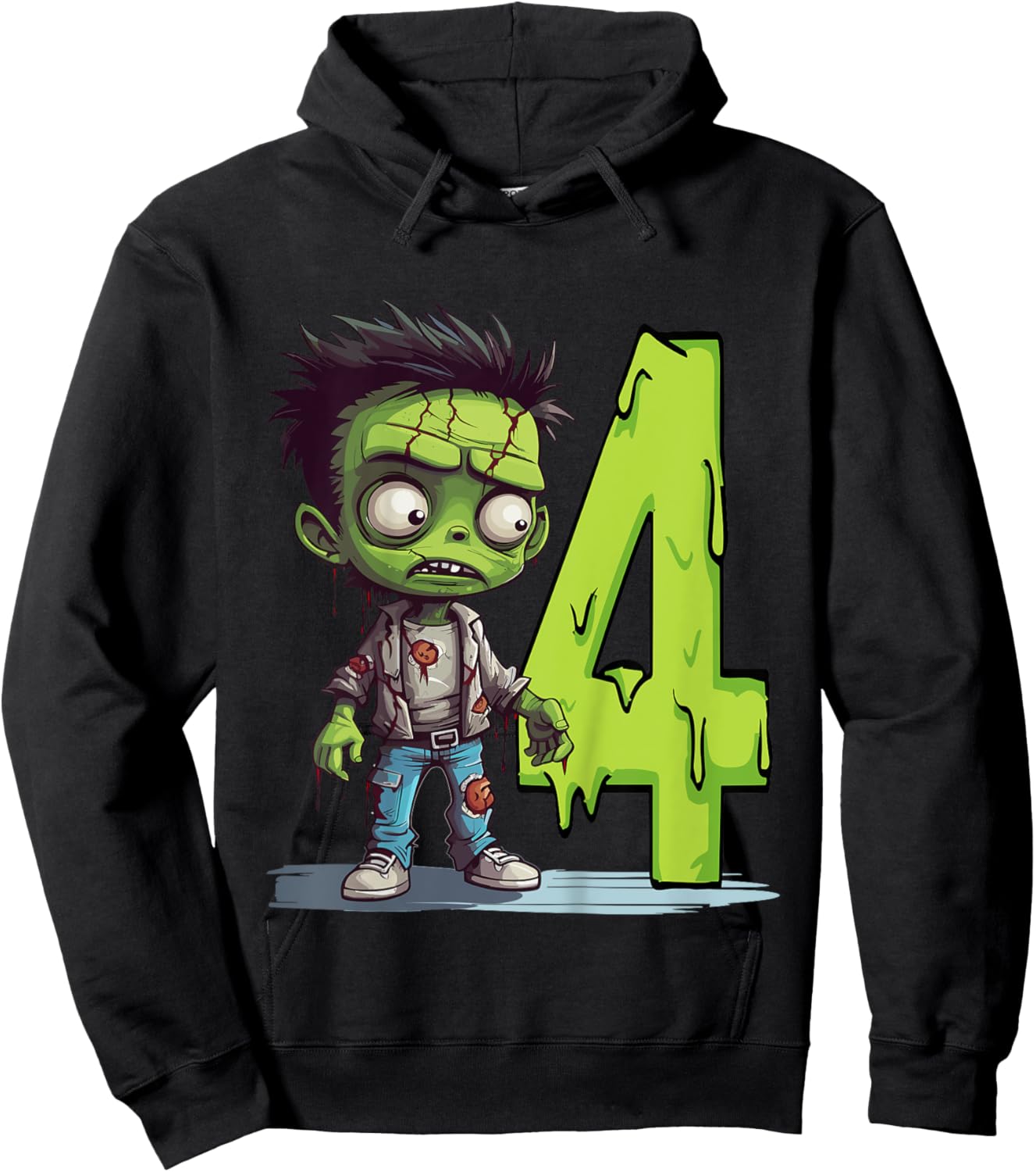 Kids Scary Zombie - four Years - creepy 4th Birthday Halloween Hoodie - Hoodie | Black