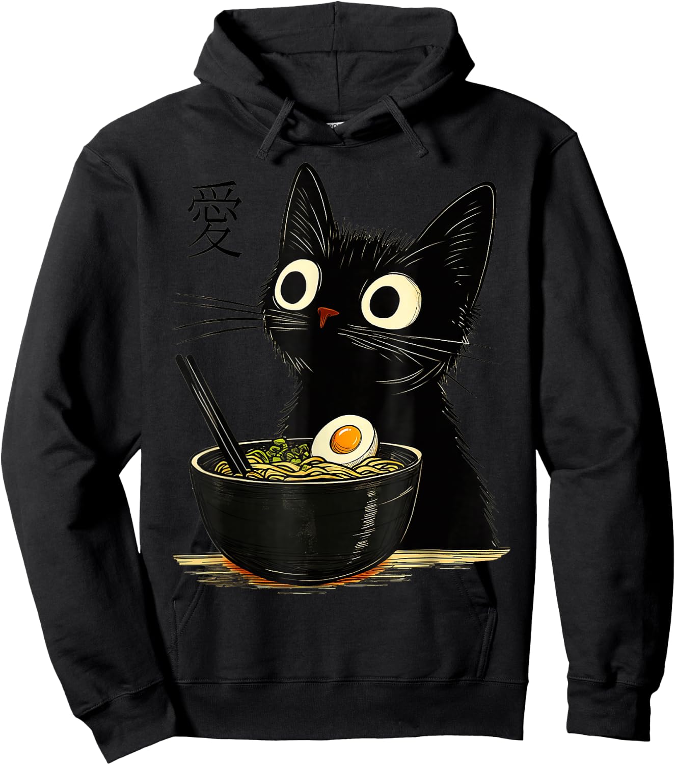 Cat Ramen Japanese, Kawaii Anime Noddles Cat Hoodie - Hoodie | Black