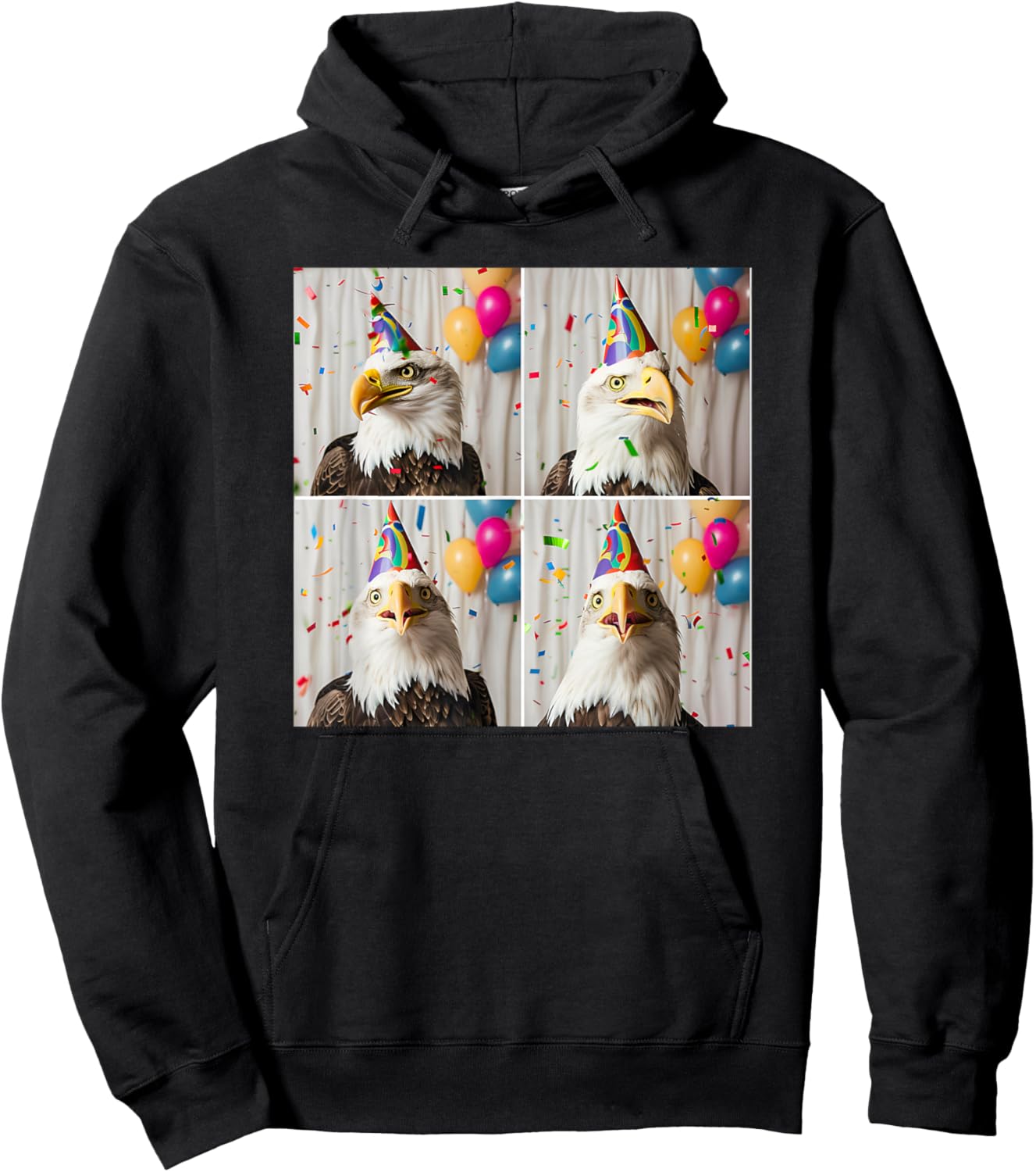 Bald Eagle Face Happy Bird Of Prey Portrait Eagle Birthday Hoodie - Hoodie | Black