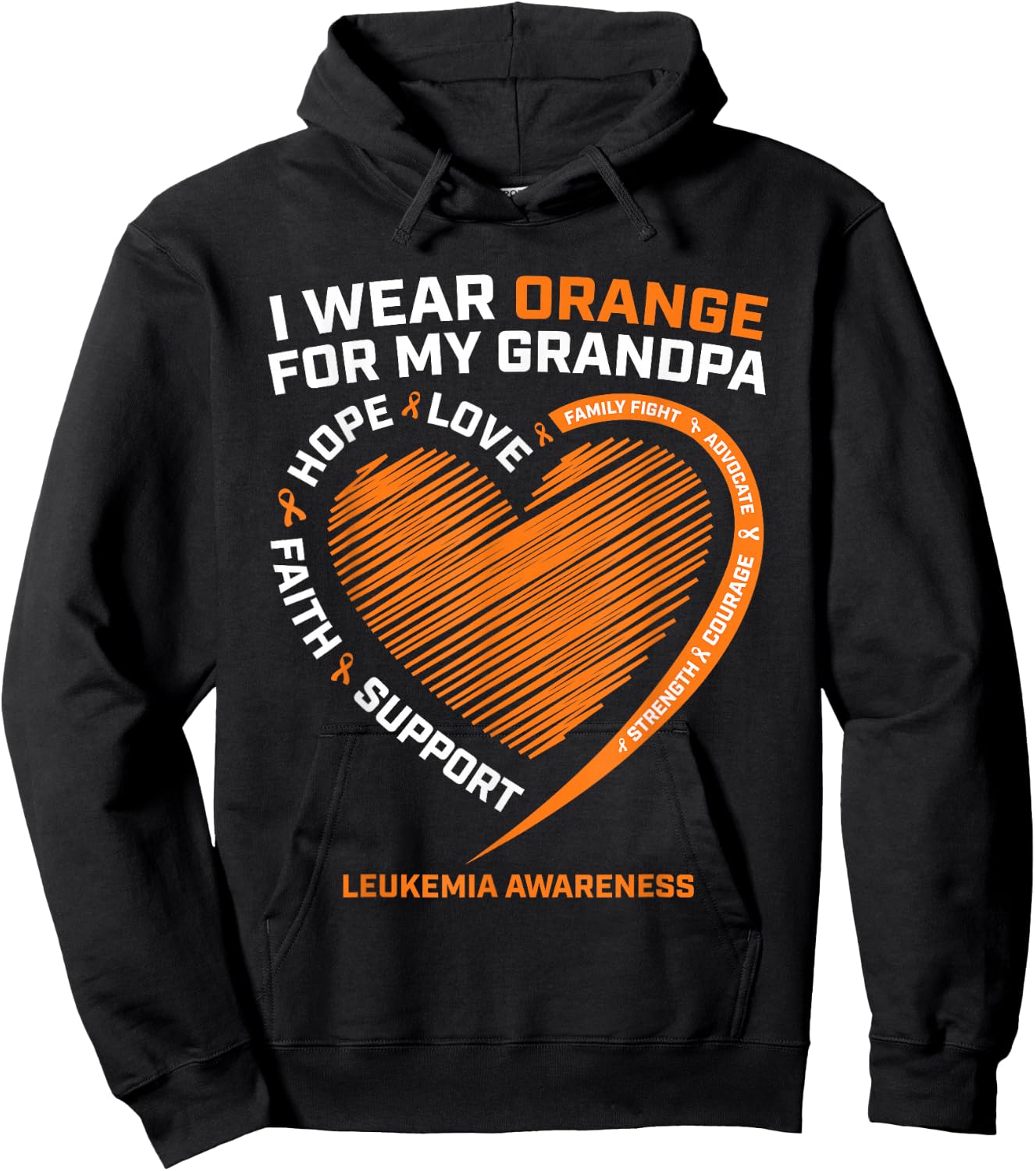 Kids Women I Wear Orange For My Grandpa Leukemia Awareness Hoodie - Hoodie | Black