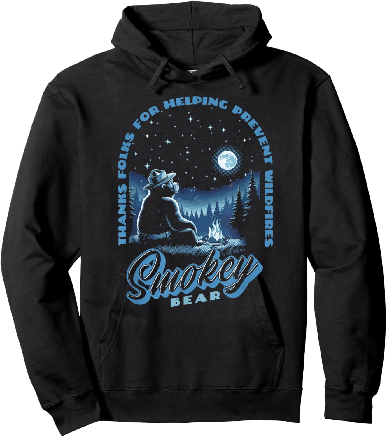 Stargazing Smokey Bear Thanks For Helping Prevent Wildfires Hoodie - Hoodie | Black