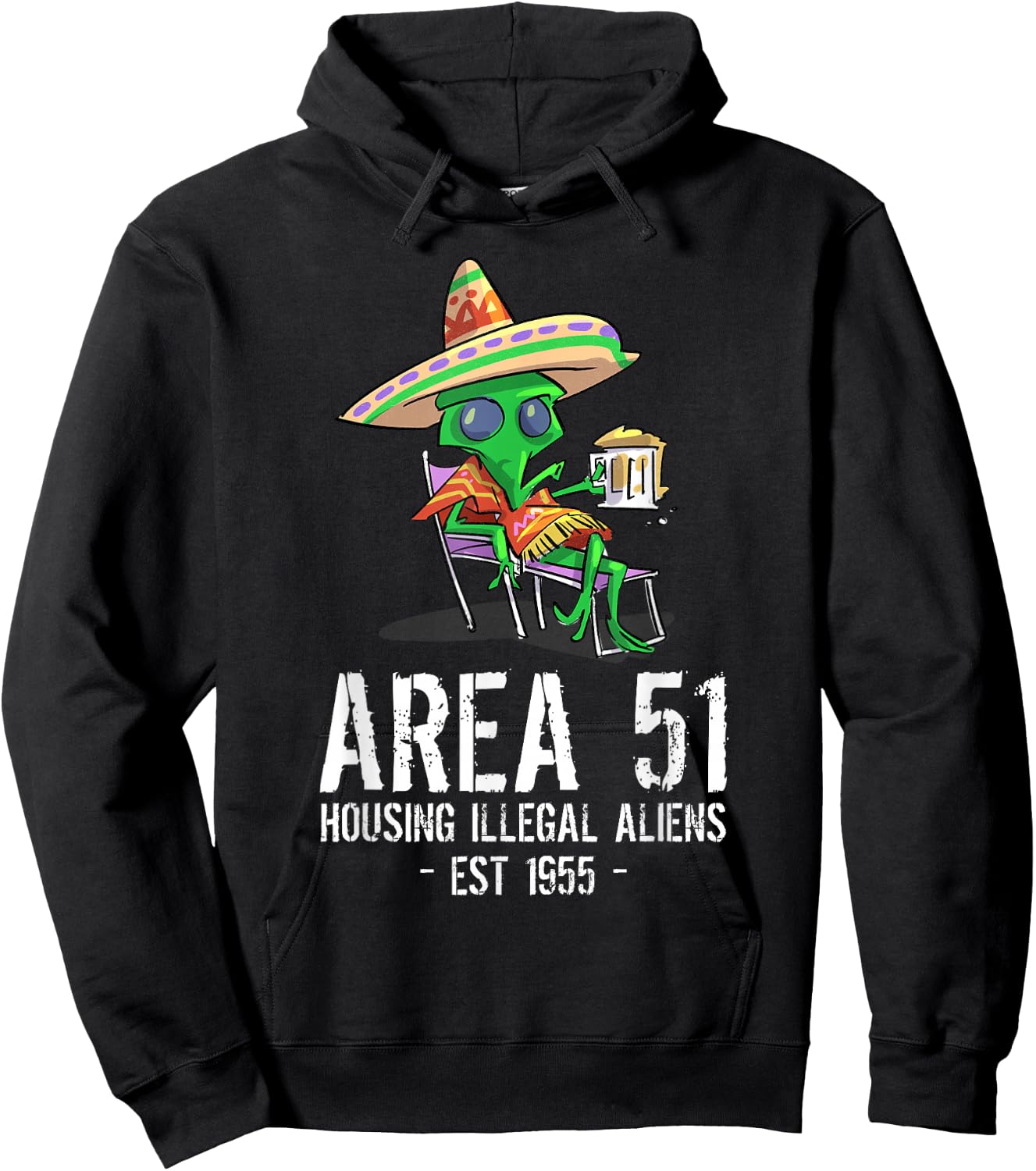 Cinco De Mayo Area 51 UFO Drunk Illegal Alien Hoodie - Hoodie | Black