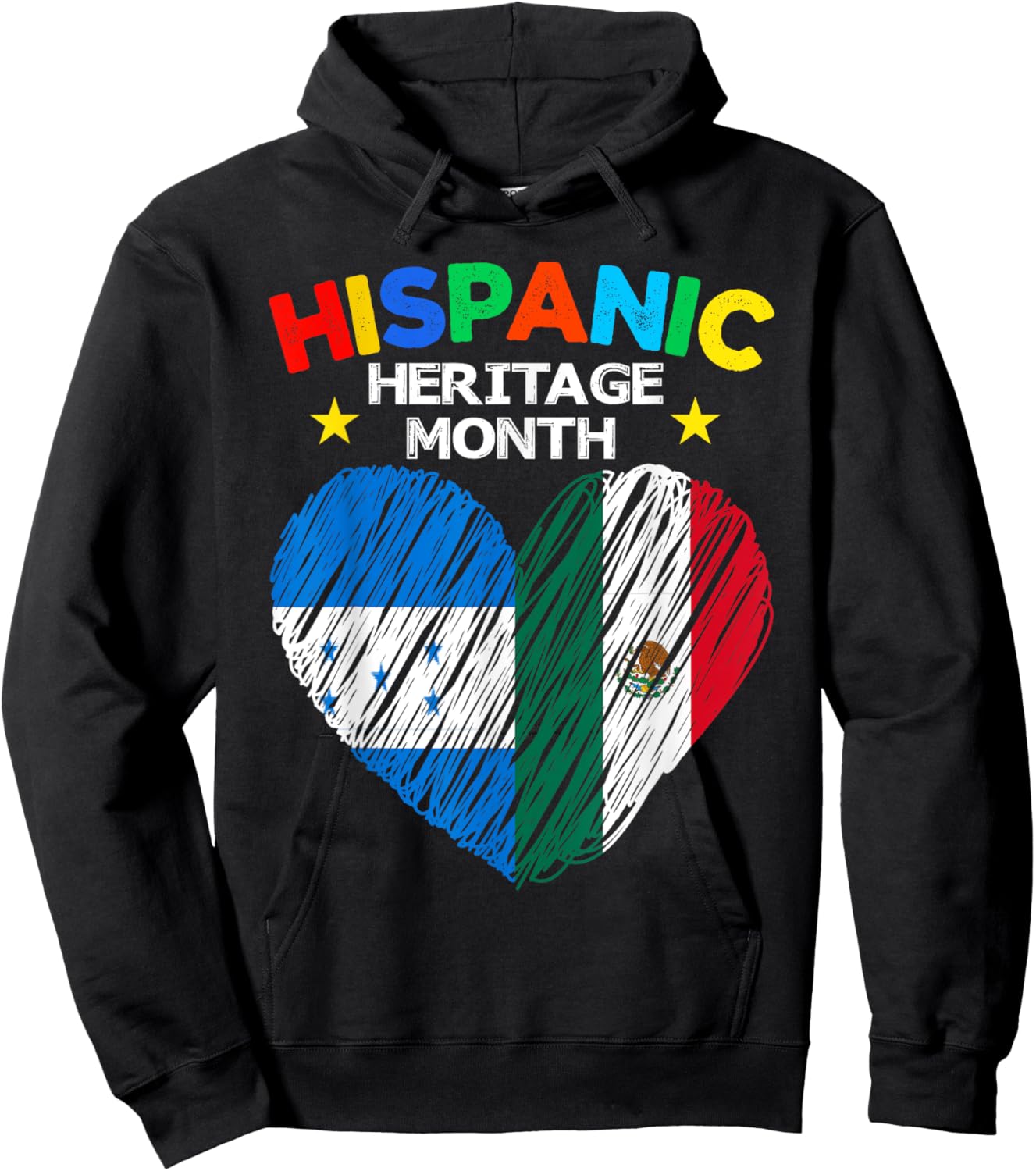 Honduras Mexico Flag Heart Latin Hispanic Heritage Month Hoodie - Hoodie | Black