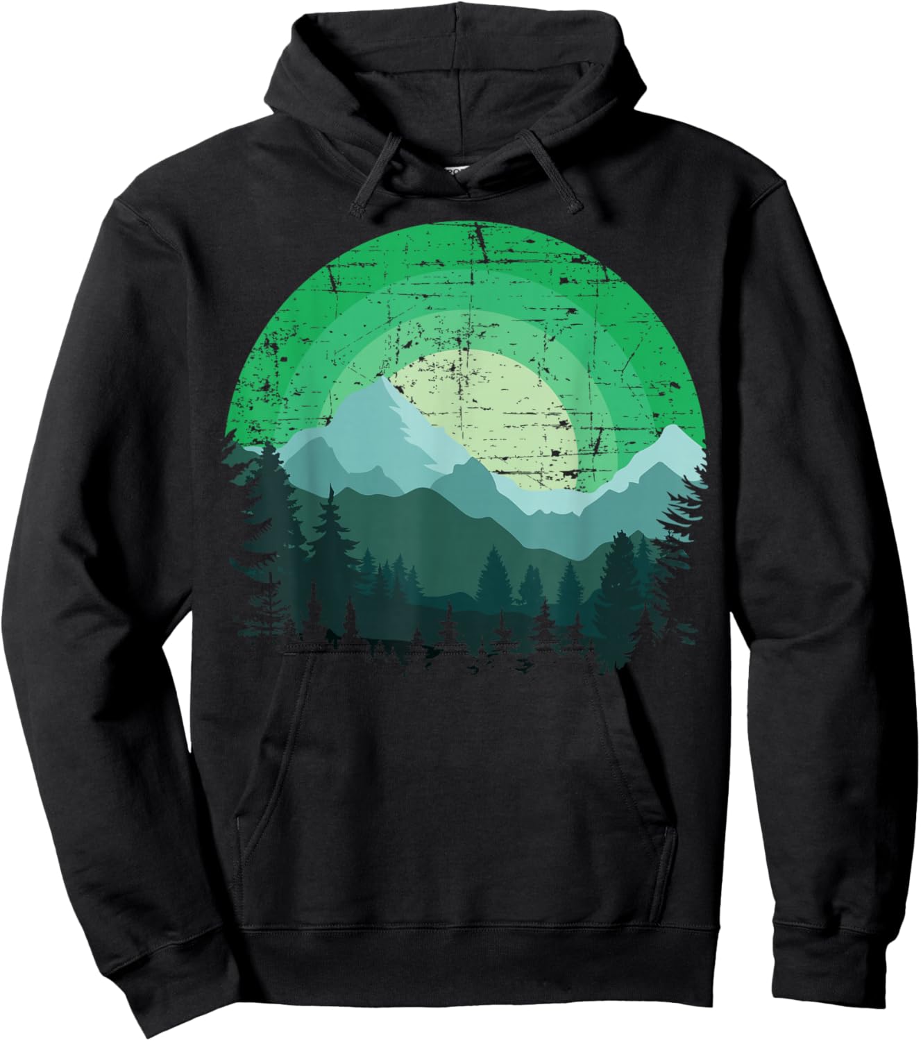 Timeless Mountain, Nature Trees and Forest Hoodie - Hoodie | Black