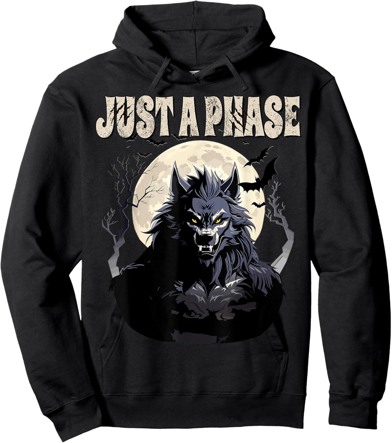 Werewolf Just A Phase Warewolf Lycan Halloween Full Moon Men Hoodie - Hoodie | Black