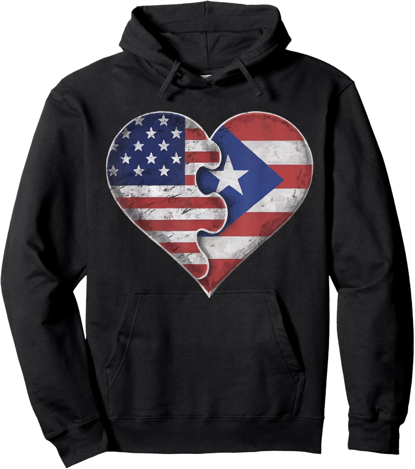 Half Puerto Rican Half American USA Flag Puerto Rico Hoodie - Hoodie | Black