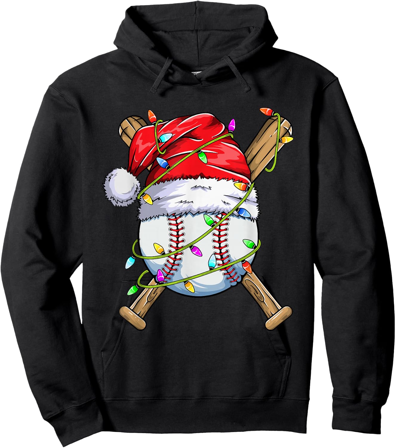 Santa Sports Design Boys Christmas Baseball Player Hoodie - Hoodie | Black