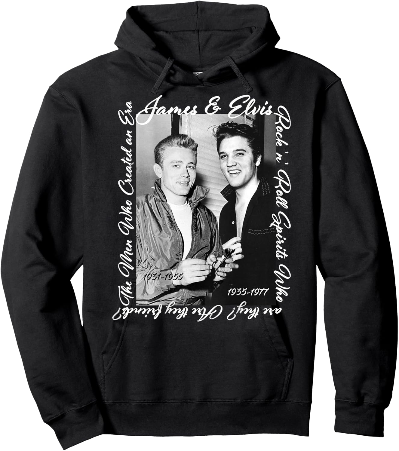 James Dean_Elvis Presley_Back Printed Hoodie - Hoodie | Black