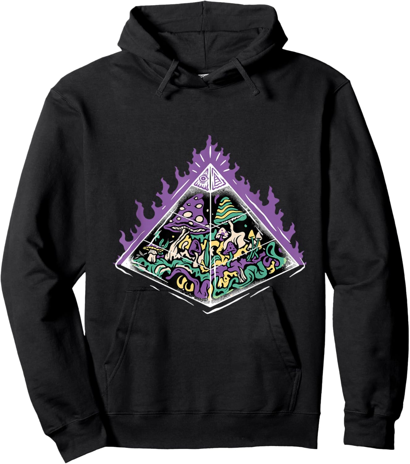 Psychedelic Mushroom Illuminated Sacred Geometry Clothes Hoodie - Hoodie | Black