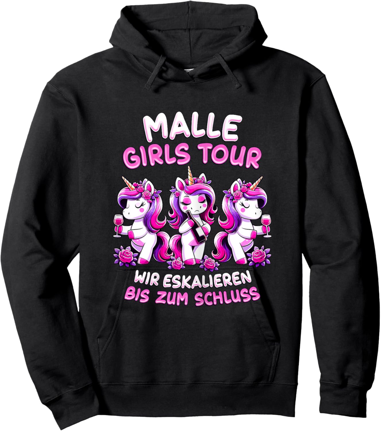 Damen Malle Girls Tour Einhorn Mallorca Party Gruppe Urlaub Hoodie - Hoodie | Black
