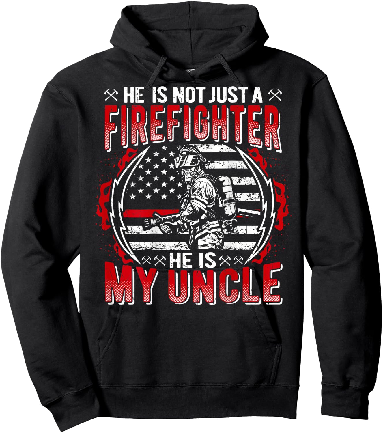 My Uncle Is Firefighter Thin Red Line Fire Nephew Niece Gift Hoodie - Hoodie | Black