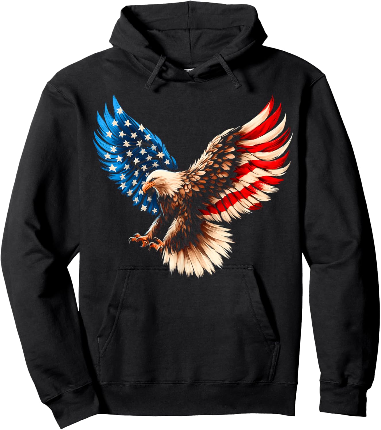 Bald Eagle & Patriotic American Flag 4th Of July Hoodie - Hoodie | Black