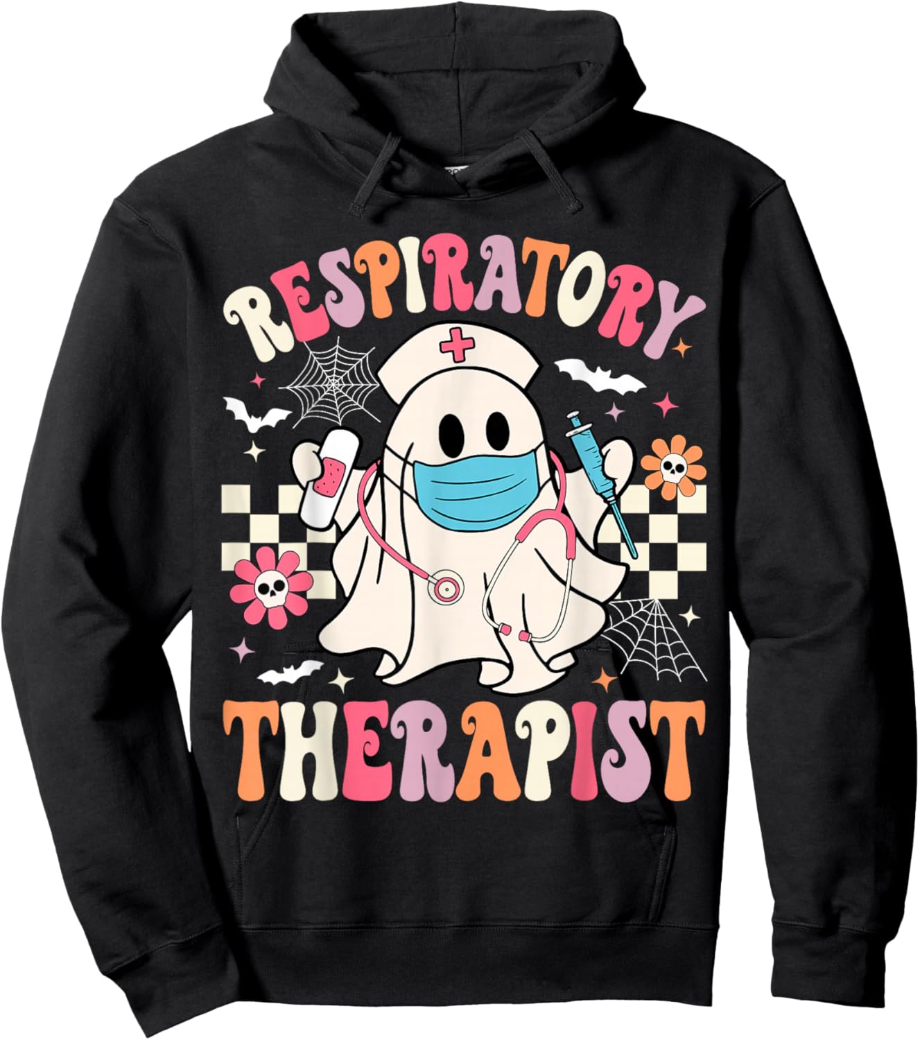 Groovy Spooky Respiratory Therapist Halloween RT Nurse Hoodie - Hoodie | Black