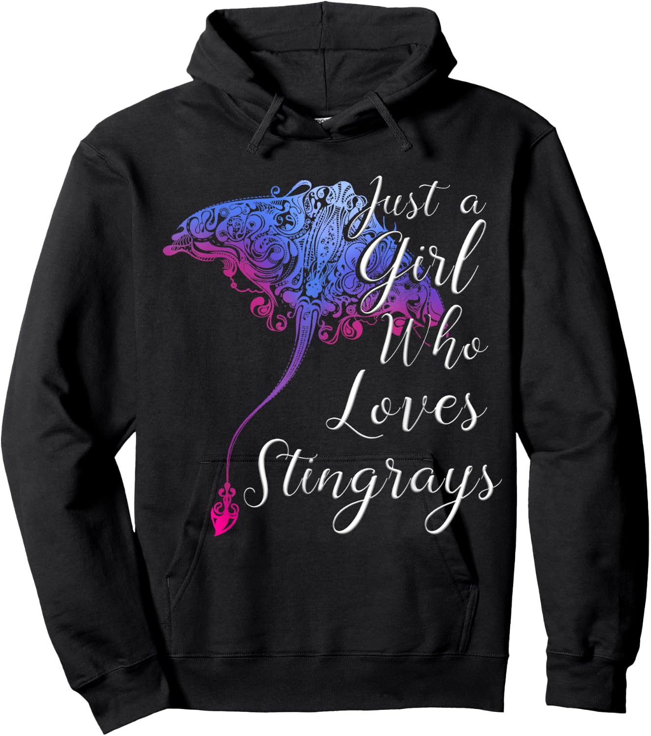 Cute Shark Sea Lover Gift Just a Girl Who Loves Stingrays Hoodie - Hoodie | Black