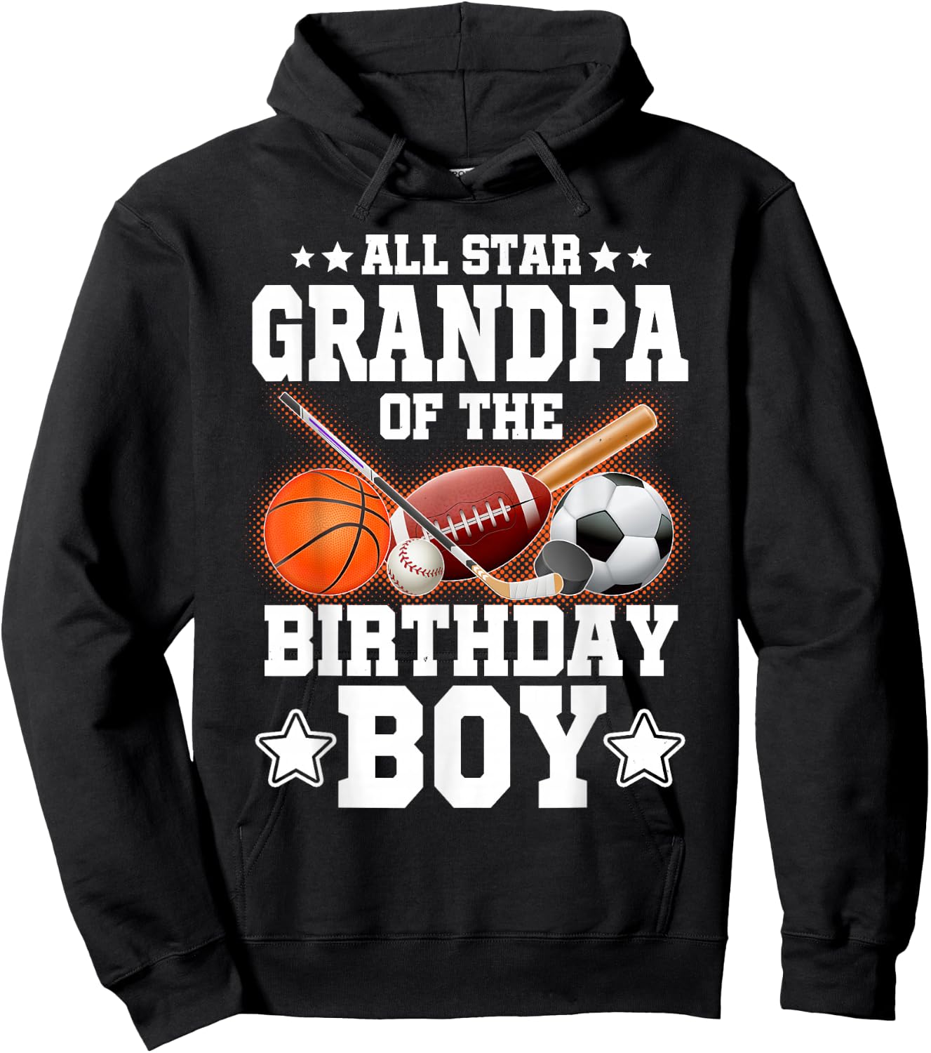 All Star Grandpa Of The Birthday Boy Basketball Soccer Sport Hoodie - Hoodie | Black