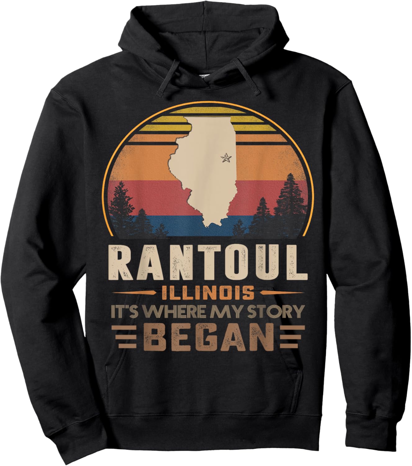 Vintage Rantoul Illinois Hometown My Story Began Hoodie - Hoodie | Black