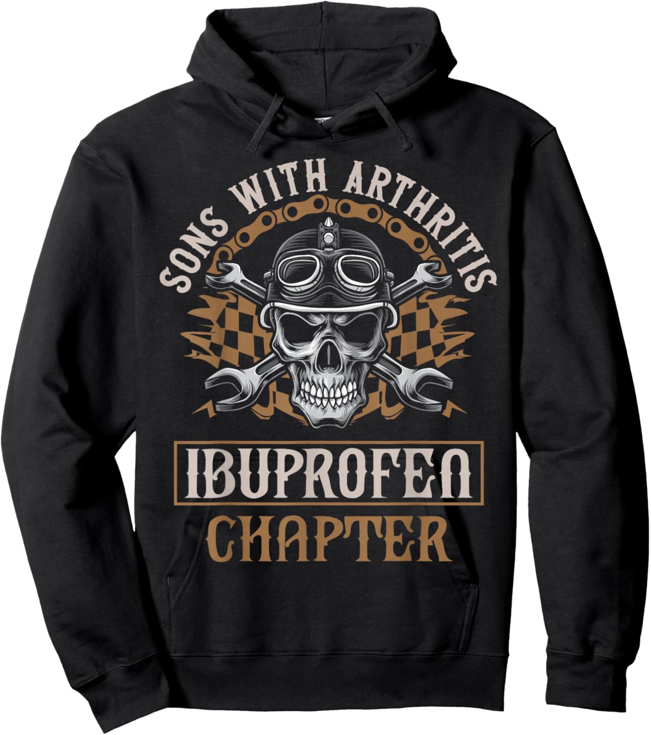 Funny Apparel for older Bikers Sons with Arthritis - Ibuprofen Chapter Black Hoodie - Hoodie | Black