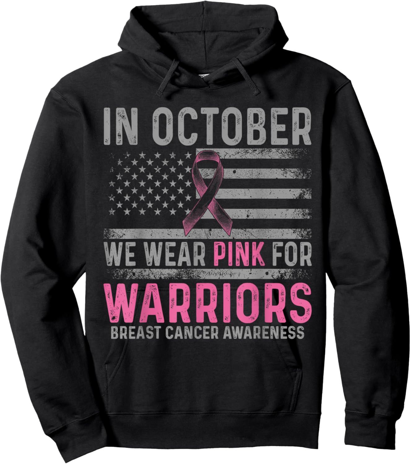 In october we wear pink making strides against breast cancer Hoodie - Hoodie | Black