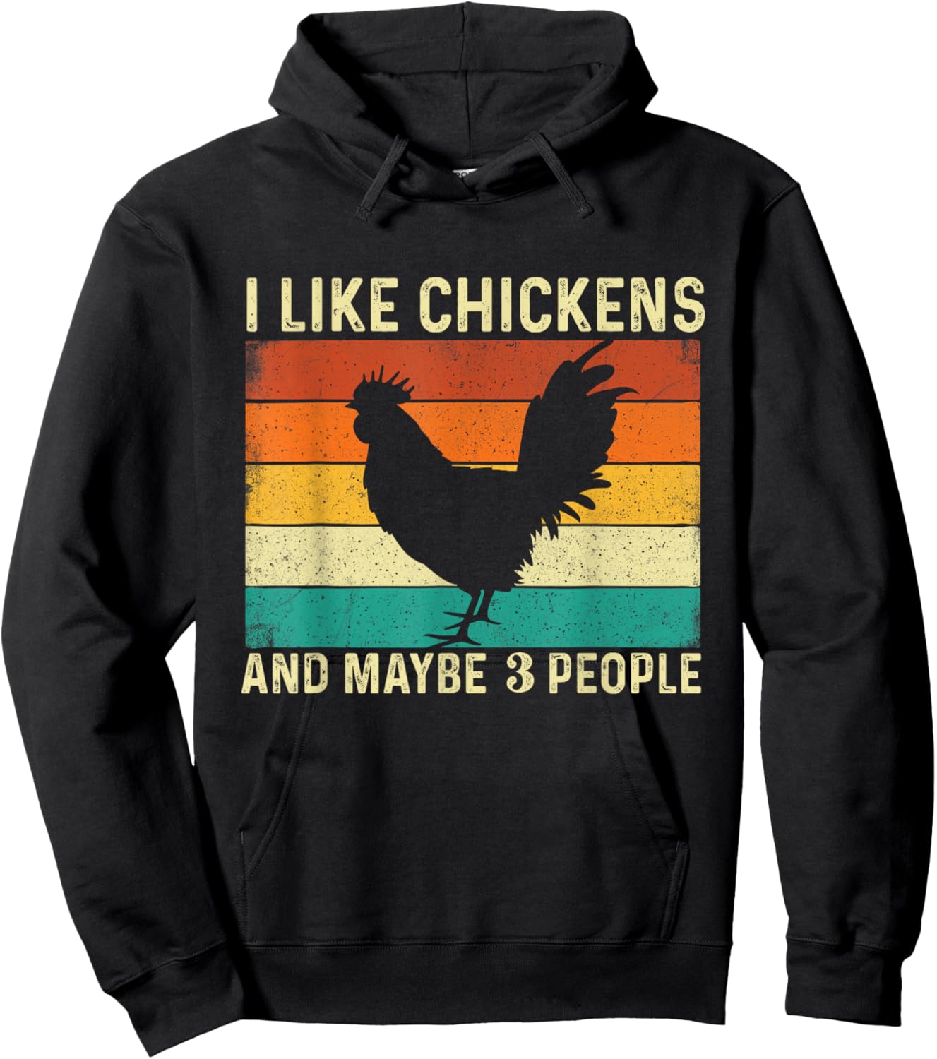 I Like Chickens And Maybe 3 People - Retro Chicken Farmer Hoodie - Hoodie | Black
