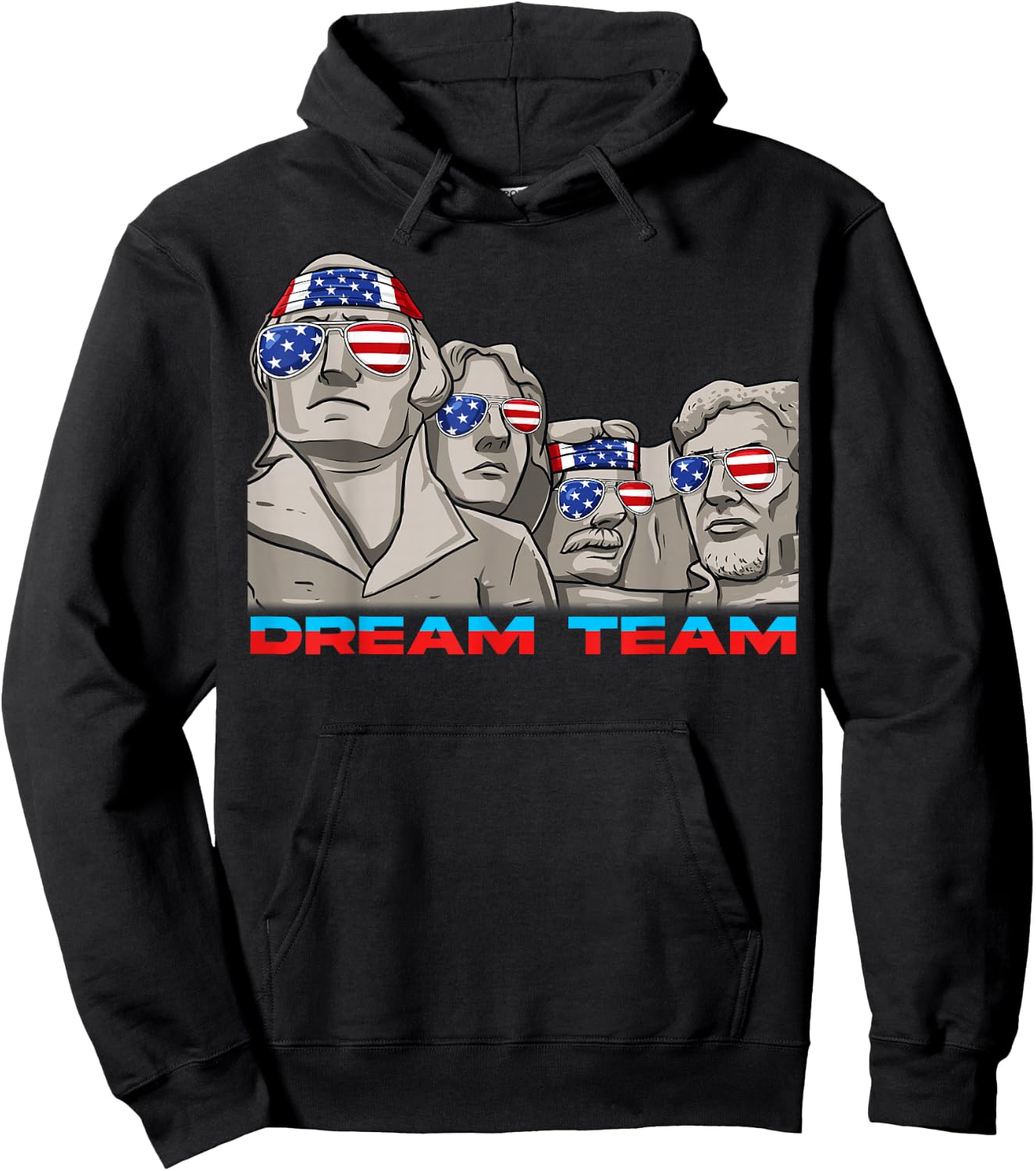Mount Rushmore 4th of July Funny Patriotic Presidents Team Hoodie - Hoodie | Black