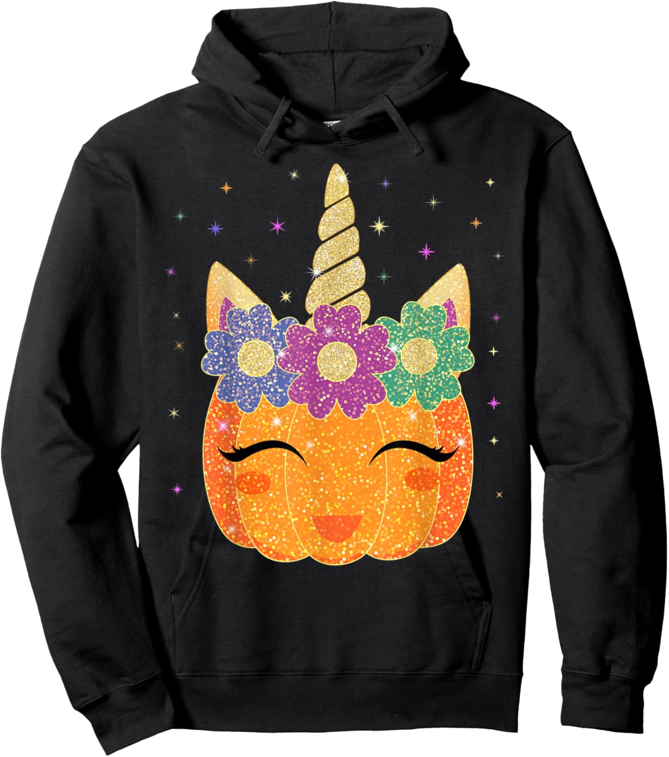 Unicorn Pumpkin - Halloween Thanksgiving Girls Boys Hoodie - Hoodie | Black