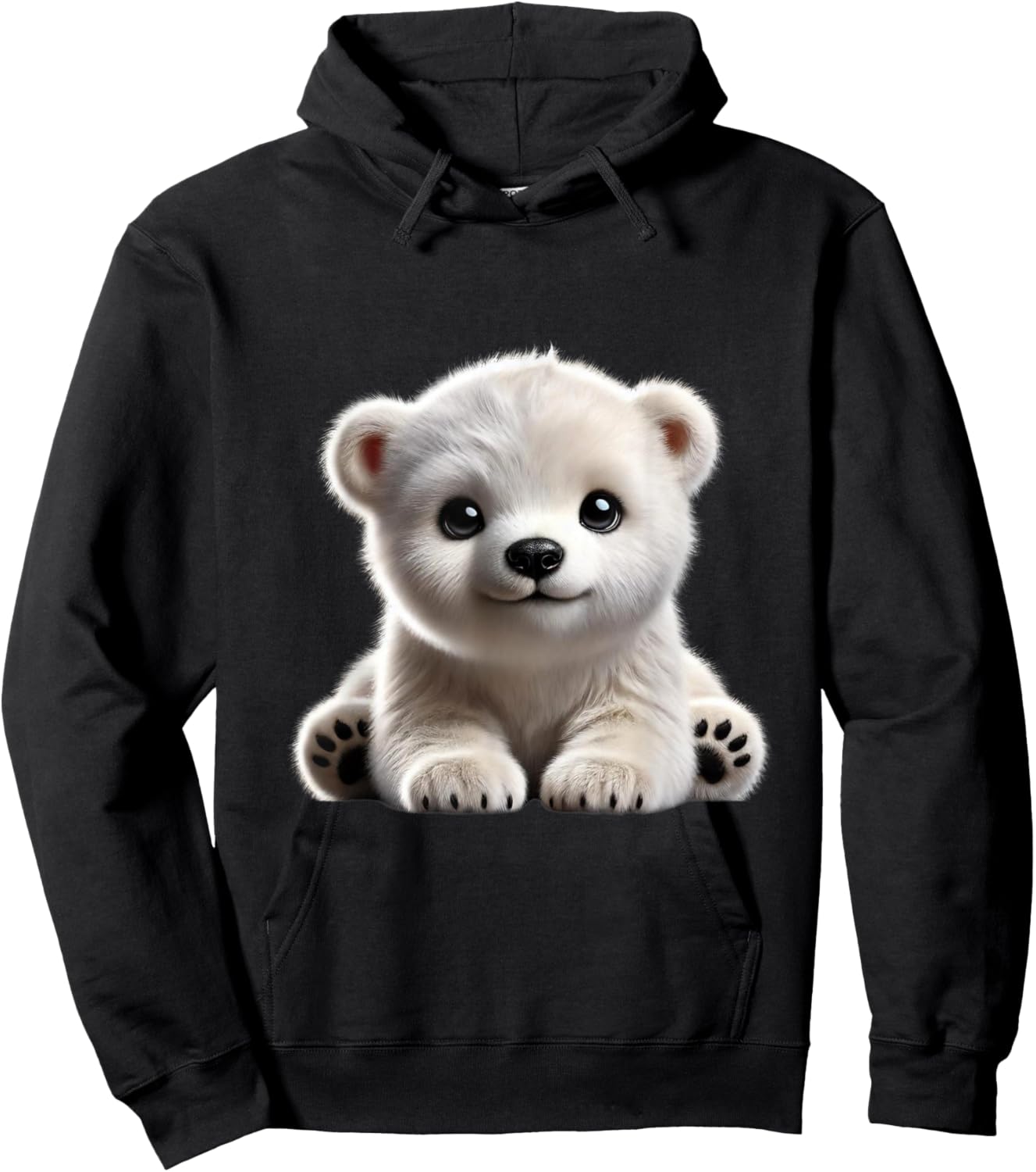 Just Sweet Designs Cute Polar Bear Cub Design , Small, Black Hoodie - Hoodie | Black